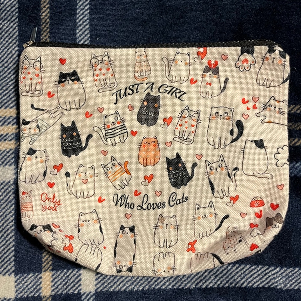 Cat Lover's Pouch with Cute Cat Print